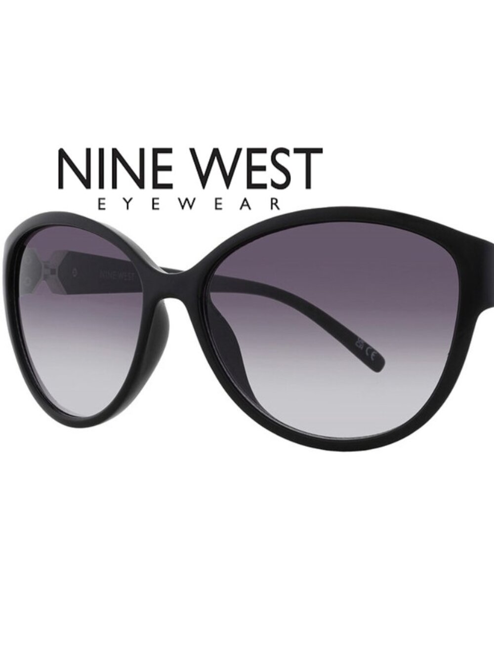 Nine West Black Smoke Cat Eye Sunglasses Women